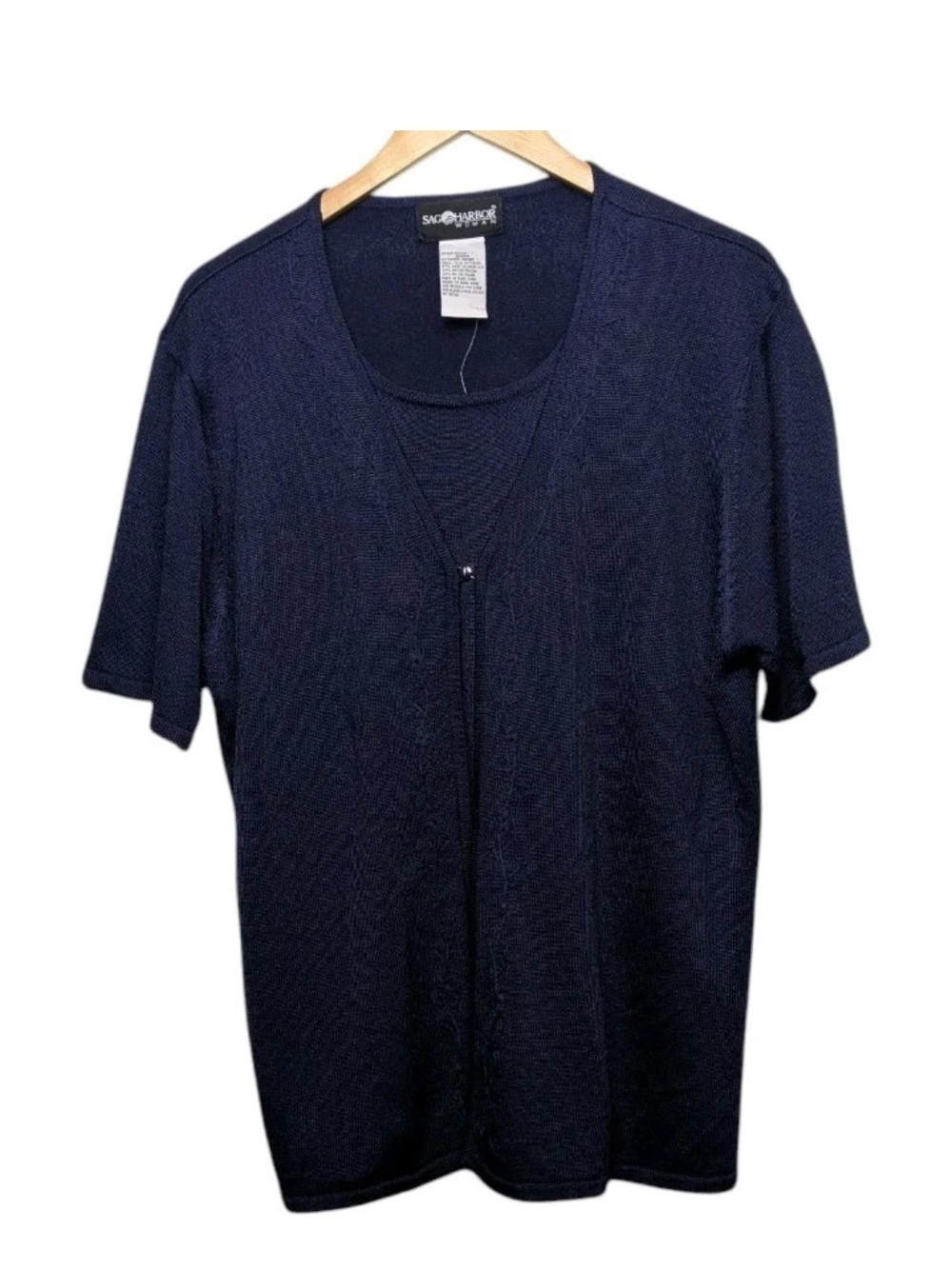 Sag Harbor Navy Short-Sleeve Pull Over Sweater Layer Look